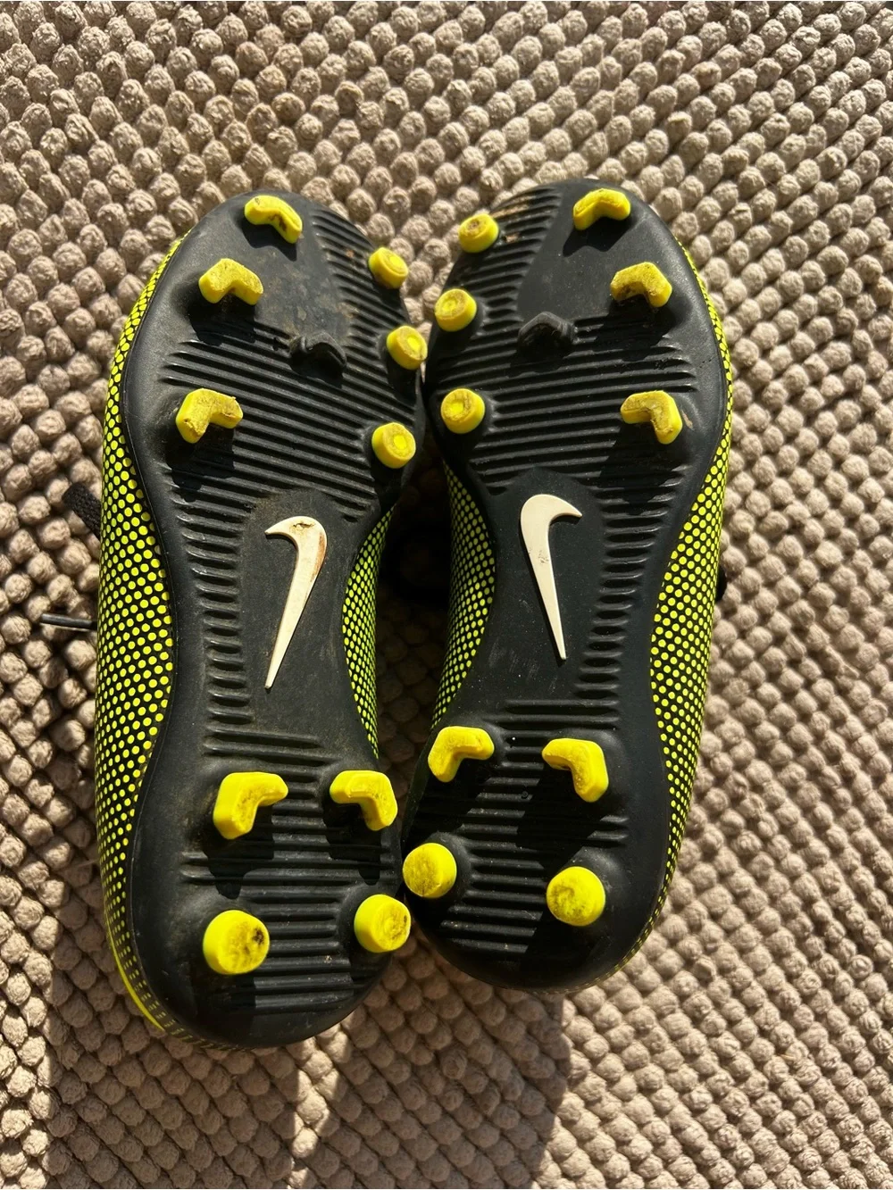 Nike Youth Soccer Cleats- black and neon yellow size 12C
